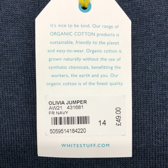 NWT Whitestuff Navy Cotton Rich Textured Crew Neck Olivia Jumper size ~ 10-12 - Picture 12 of 16